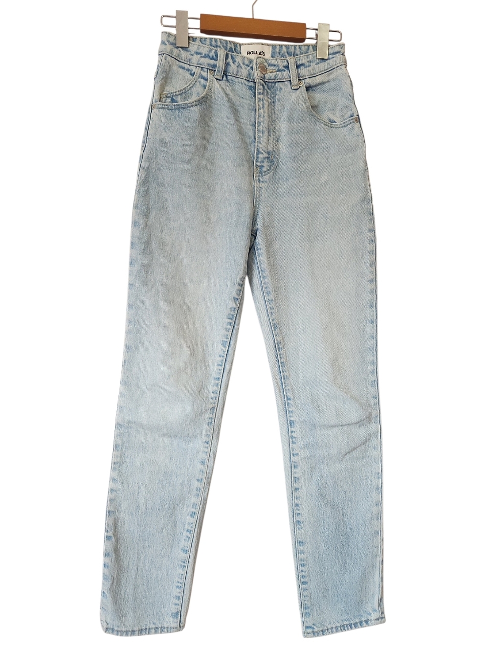 Rolla's Dusters High-Rise Slim Jeans G'Day Mate Light Wash Size 25 Mom Jean EUC